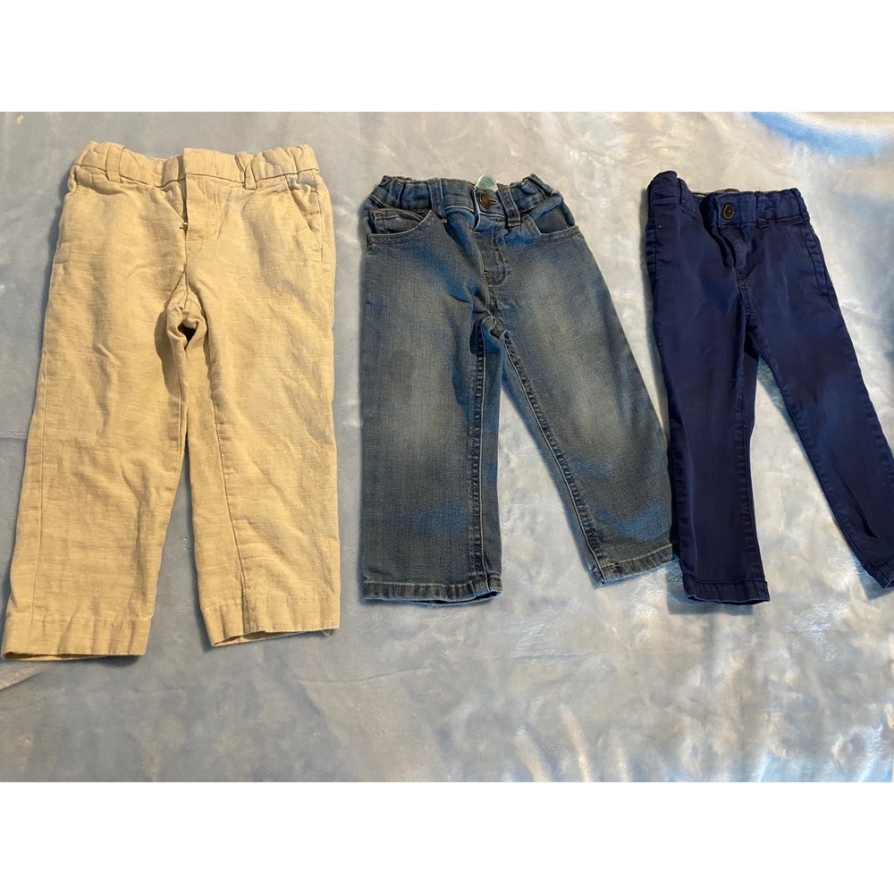 Toddler Boys Pants Bundle 3 H&M Garanimals OshKosh B'gosh Size 2T Jeans Chinos